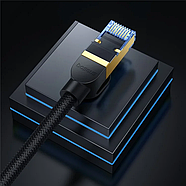 Мережевий інтернет кабель патч-корд BASEUS Cat7 High Speed 10Gigabit Ethernet Braided Cable 20m (чорний), фото 2