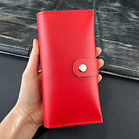 Шкіряний жіночий гаманець в червоному кольорі цупка шкіра