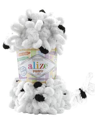 Нитки пряжа для в'язання велюрова плюшева петлями PUFFY COLOR Паффи Колор № 6450