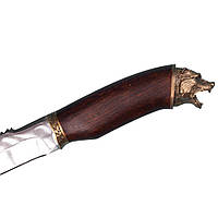 Подарочный нож МЕДВЕДЬ для охоты темный дуб PRO_1500