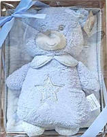 Плед одіялко дитяче голубе з м"якою іграшкою Медвідь.