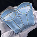 Жіночий атласний корсетний топ бюстьє зі стразами (р. 42-44) 66171007Е, фото 6