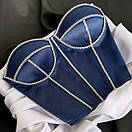 Жіночий атласний корсетний топ бюстьє зі стразами (р. 42-44) 66171007Е, фото 10