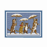 Набір для вишивання хрестиком з друкованою схемою на тканині Joy Sunday Прогулянка під парасолькою DA474