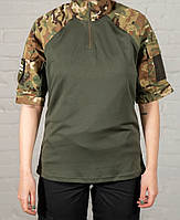 Женская рубашка Coolmax с карманами короткий рукав убакс рип-стоп олива multicam