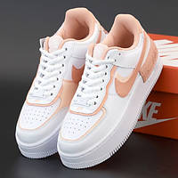 Женские кроссовки Nike Air Force 1 Shadow, кожа, белый, персиковый, Вьетнам 37