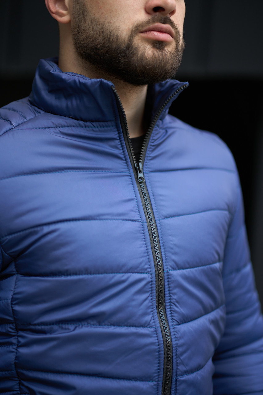 Мужская синяя куртка весенняя осенняя без капюшона , Качественная демисезонная куртка синего цвета модная - фото 10 - id-p2133786001