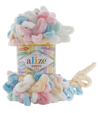 Нитки пряжа для в'язання велюрова плюшева петлями PUFFY COLOR Паффи Колор № 6523