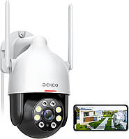 DEKCO 2K Видеокамера для безопасности на улице/дома, WiFi камера Pan-Tilt 360°,3МП, белый