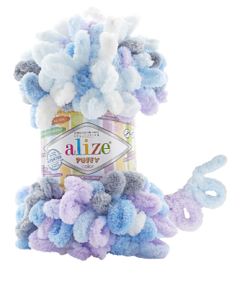 Нитки пряжа для в'язання велюрова плюшева петлями PUFFY COLOR Паффи Колор № 6524