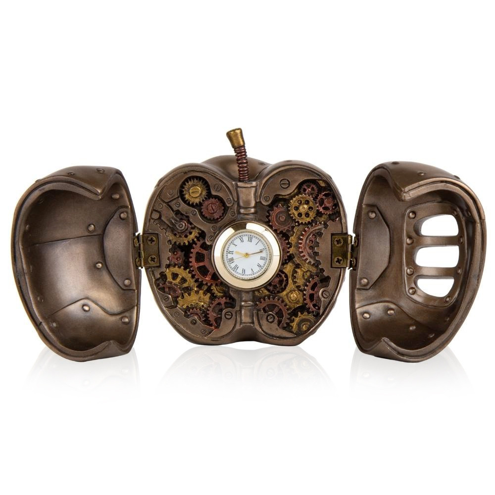 Декоративний годинник у подарунковій упаковці Стимппанк Яблуко 8х8х9 см AL226717 Veronese