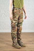 Штаны боевые с наколенниками рипстоп мультикам военные летние женские брюки форменные Multicam тактические