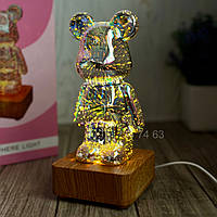 Светильник Мишка Фейерверк, 3D ночник Bearbrick, светодиодный 3D светильник мишка 7 цветов