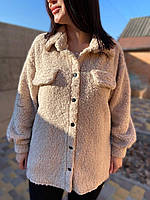 Уютная теплая женская рубашка оверсайз мех Тедди Ra1026