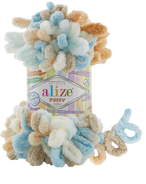 Нитки пряжа для в'язання велюрова плюшева петлями PUFFY COLOR Паффи Колор № 6530