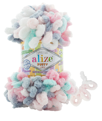 Нитки пряжа для в'язання велюрова плюшева петлями PUFFY COLOR Паффи Колор № 6529