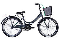 Велосипед ST 24" Formula SMART тормозная рама- " с багажником задн St с корзиной Pl с крылом St 2024 (черный