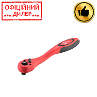 Рукоятка з храповим механізмом на 72 зубця 3/8" вигнута CrV (професійна) INTERTOOL HT-2108 STP