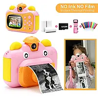Детская камера 12 МП 1080P с функцией печати Детский фотоаппарат Розовый .Хит