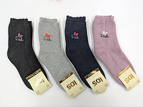 Дитячі шкарпетки IDS для дівчаток зимові махрові PINK 12 пар/уп мікс кольорів