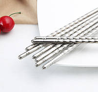 Багаторазові палички для суші із нержавіючої сталі. Японські палички для їжі. Металеві палички 1 пара, фото 7