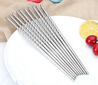 Багаторазові палички для суші із нержавіючої сталі. Японські палички для їжі. Металеві палички 1 пара, фото 5