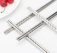 Багаторазові палички для суші із нержавіючої сталі. Японські палички для їжі. Металеві палички 1 пара, фото 10