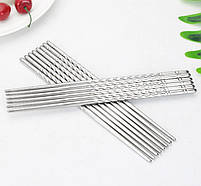Багаторазові палички для суші із нержавіючої сталі. Японські палички для їжі. Металеві палички 1 пара, фото 8