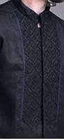 Вышиванка мужская Синевир черный лен от 41 размера