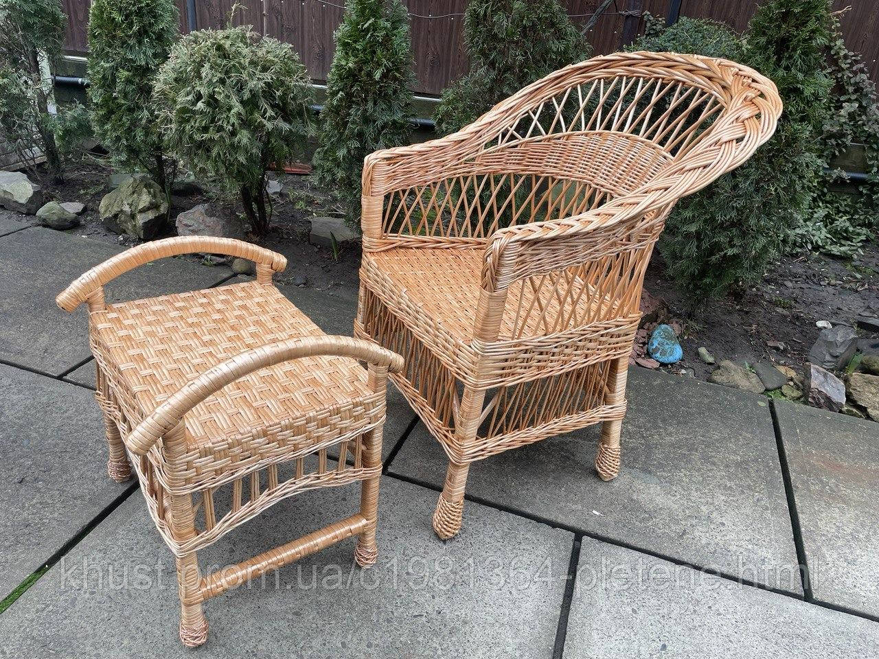 Крісло і підставка для ніг  з лози, фото 1