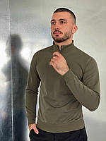 Стильный мужской джемпер свитшот с молнией на горловине весенний осенний, кофта демисезонная хаки