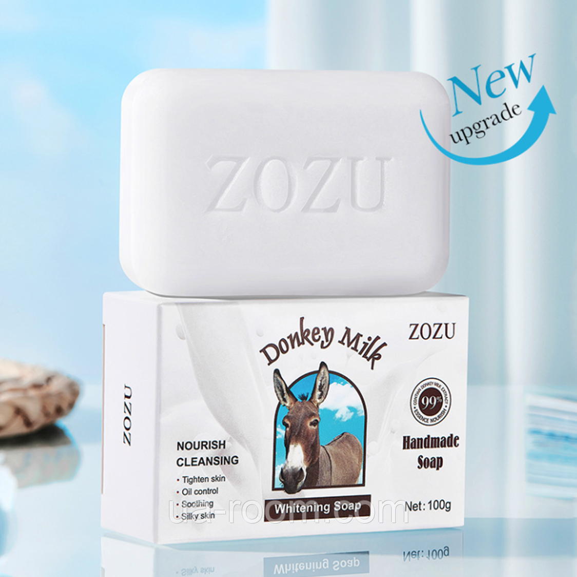 Очищающее мыло для умывания на основе ослиного молока ZOZU, 100г.