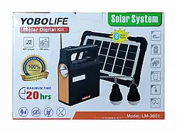 Система автономного освітлення із сонячною панеллю і FM-радіо YOBOLIFE Solar Digital Kit 5000mAh