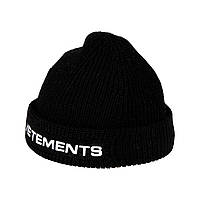 Шапка Vetements Black Merino Wool Logo Beanie.