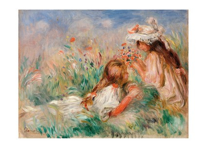 Открытка Pierre-Auguste Renoir - Girls in the Grass Arranging a Bouquet, c. 1890