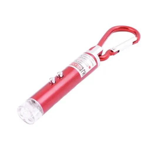 Ліхтар брелок 117-2LED лазер (карабін, 3xLR44) 7.4 см, O1.3см