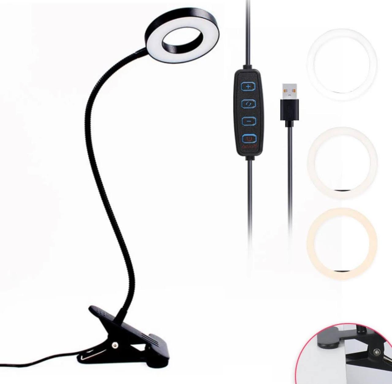 Настольная кольцевая мини LED лампа FS-18 для освещения (гибкая, на ...