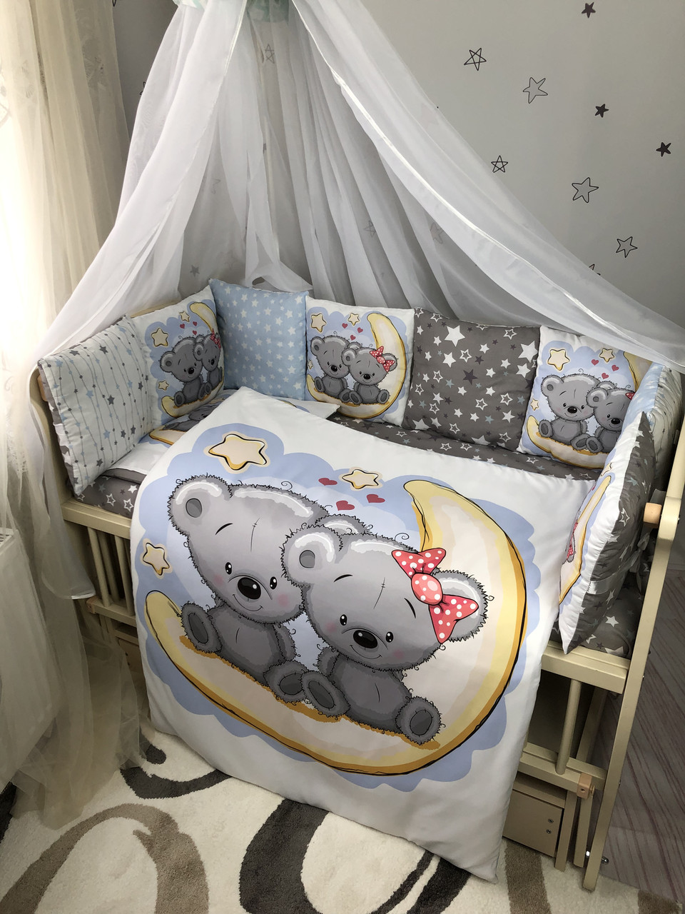 Комплект постільної білизни Baby Comfort MyTeddy 7 елементів Мішки на місяць - фото 1 - id-p2133684254