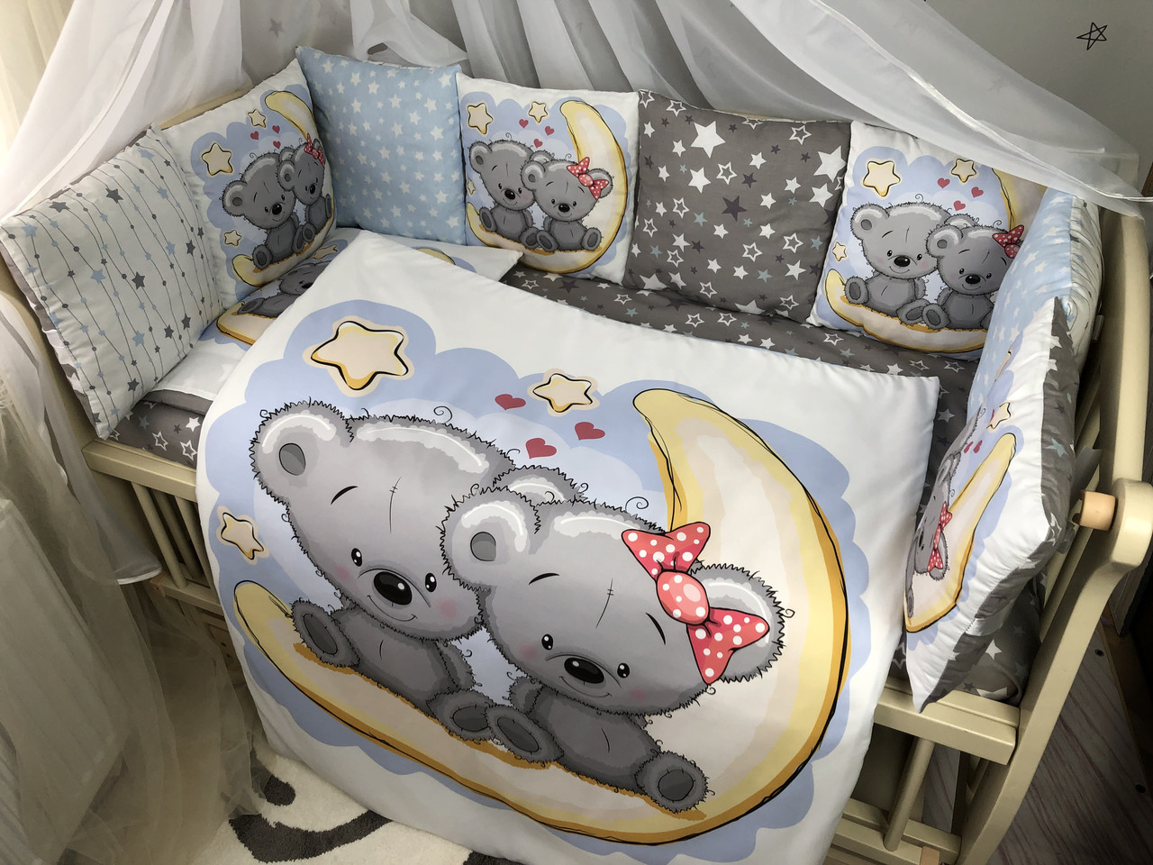 Комплект постільної білизни Baby Comfort MyTeddy 7 елементів Мішки на місяць - фото 2 - id-p2133684254