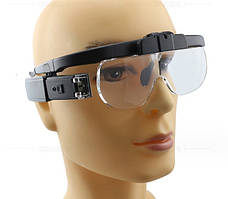 Бінокулярні лупи окуляри для паяння або читання 11642DC (1x-4,5x) з Led-підсвіткою з акумулятором