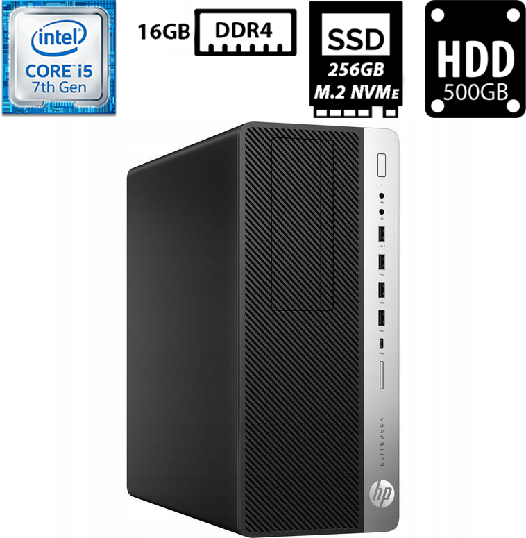 Комп'ютер HP EliteDesk 800 G3 TWR/Core i5-7500 3.40GHz/16GB DDR4/SSD 256GB+HDD 500GB/Intel HD Graphics Б/В