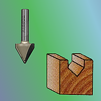Фреза пазовая галтельная V образная 60° по дереву 27020 D 20 мм