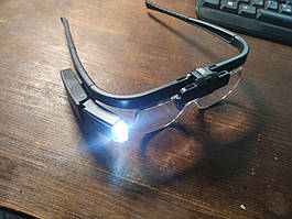 Бінокулярні лупи окуляри для паяння або читання 11642DC (1x-4,5x) з Led-підсвіткою з акумулятором