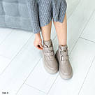 Демісезонні високі черевики з натуральної шкіри бежевого кольору, фото 7