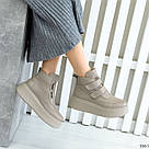 Демісезонні високі черевики з натуральної шкіри бежевого кольору, фото 5