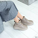 Демісезонні високі черевики з натуральної шкіри бежевого кольору, фото 8