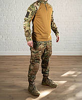 Полевая форма зсу с наколенниками мультикам рип-стоп вафелька костюм тактический мужской мulticam