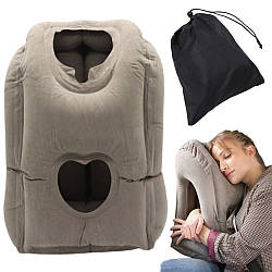 Подушка обіймальна для подорожей 55х35х30см / Надувна подушка для сну / Подушка обіймашка