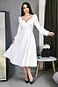 Вишукане елегантне вечірнє плаття-міді з довгим рукавом, молочно-біле, фото 3