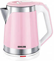 Електрочайник Edler EK8256 Pink, 1500W, 1.8 л, дисковий, двошаровий металевий корпус, захист від перегріву,